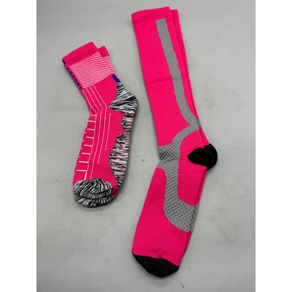 Set of 2 pairs Compression Knee High Socks crew Set - Pink & Grey XL READ NEW - Picture 6 of 7
